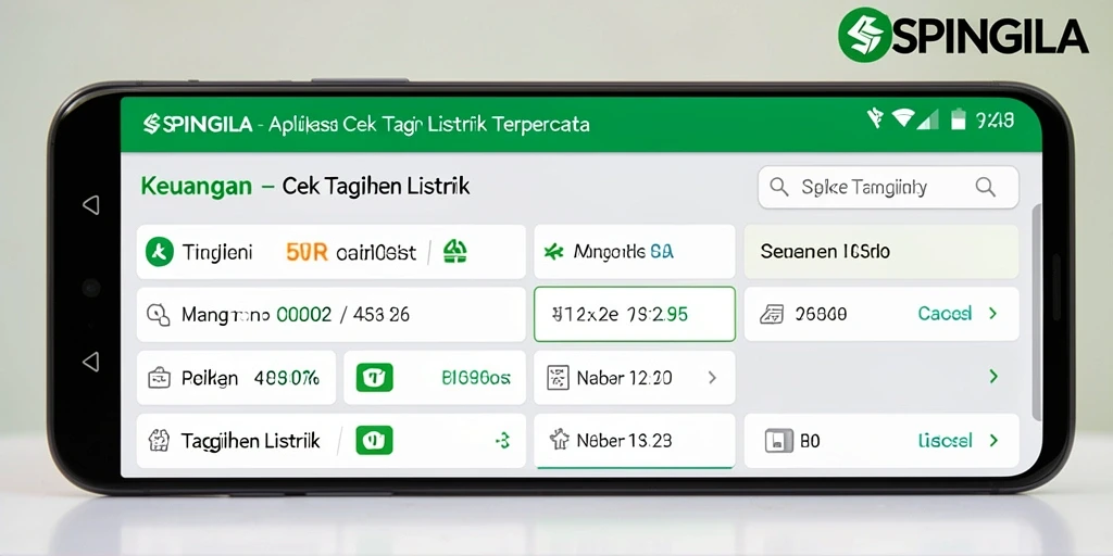 Tampilan antarmuka SPINGILA menampilkan fitur cek tagihan listrik dengan jelas.
