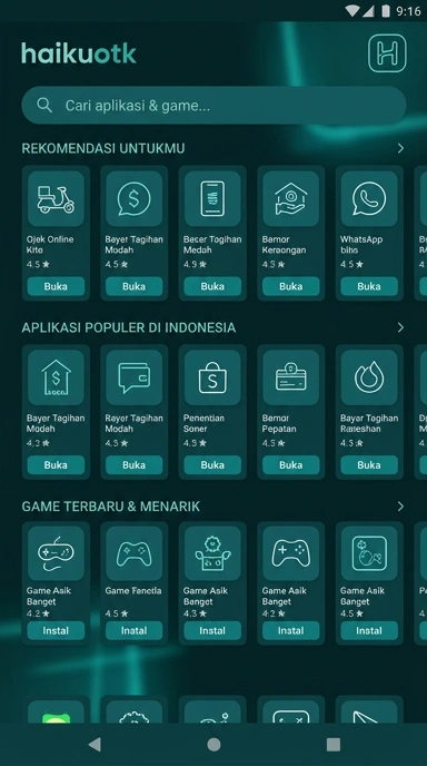 Tampilan katalog aplikasi haikuotk