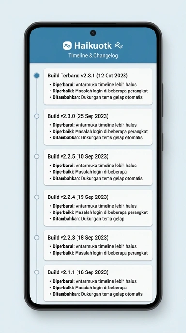 Tampilan riwayat versi haikuotk